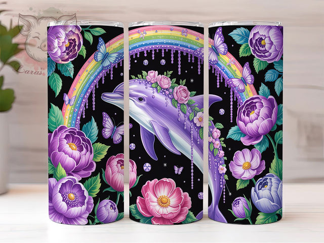 Sparkly Dolphin Purple Glitter Tumbler Wrap, Purple Glitter PNG, Ocean Animal Design, 20oz Tumbler Sublimation, Glitter Cup Wrap, Sea Life Tumbler, Sparkly Dolphin Art Sublimation Lara' s Designs 