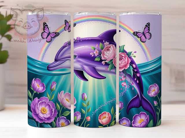 Sparkly Dolphin Purple Glitter Tumbler Wrap, Purple Glitter PNG, Ocean Animal Design, 20oz Tumbler Sublimation, Glitter Cup Wrap, Sea Life Tumbler, Sparkly Dolphin Art Sublimation Lara' s Designs 