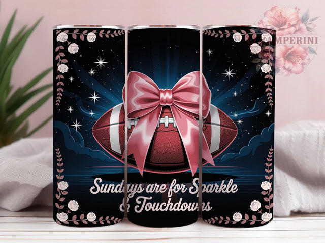 Sparkly Game Day Football Tumbler Wrap, Sparkle Touchdown Cup, 20oz Sublimation, Game Day Tumbler, Sunday Football Mug, Glitter Football Wrap, Sports Fan Tumbler Sublimation Li Zamperini 