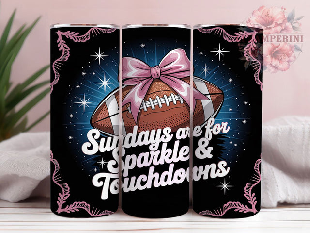 Sparkly Game Day Football Tumbler Wrap, Sparkle Touchdown Cup, 20oz Sublimation, Game Day Tumbler, Sunday Football Mug, Glitter Football Wrap, Sports Fan Tumbler Sublimation Li Zamperini 