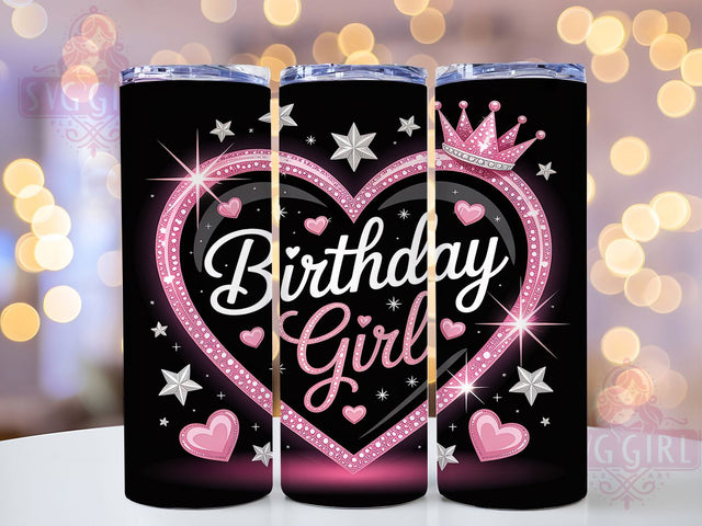 Sparkly Glitter Birthday Girl Tumbler, Glitter Party Wrap, Celebration Sublimation Design, Sparkly Birthday Cup, 20Oz Skinny Tumbler Wrap, Festive Glitter Mug, Glam Birthday Design Sublimation SvggirlplusArt 