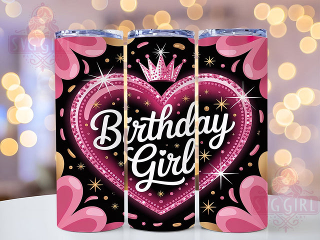 Sparkly Glitter Birthday Girl Tumbler, Glitter Party Wrap, Celebration Sublimation Design, Sparkly Birthday Cup, 20Oz Skinny Tumbler Wrap, Festive Glitter Mug, Glam Birthday Design Sublimation SvggirlplusArt 