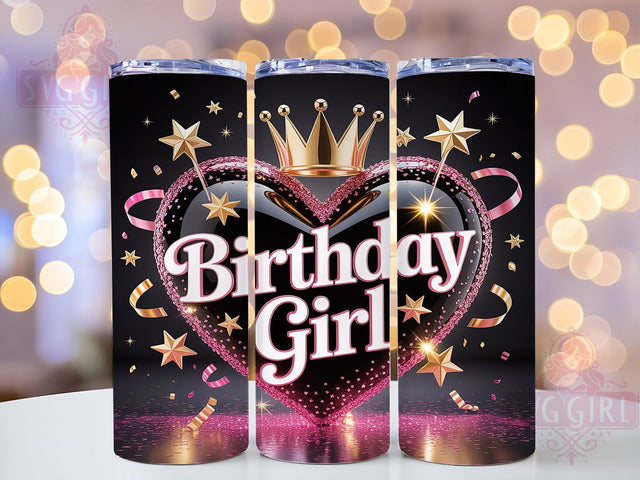 Sparkly Glitter Birthday Girl Tumbler, Glitter Party Wrap, Celebration Sublimation Design, Sparkly Birthday Cup, 20Oz Skinny Tumbler Wrap, Festive Glitter Mug, Glam Birthday Design Sublimation SvggirlplusArt 