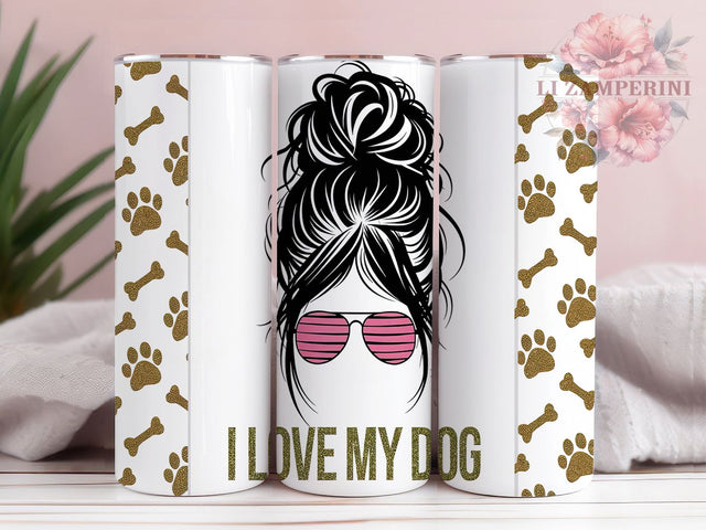 Sparkly Glitter Paw Print Dog Mom Tumbler, Glitter Paw Print Design, I Love My Dog Gift, 20oz Pet Tumbler, Custom Dog Lover Wrap, Sparkle Paw Pattern Tumbler Sublimation Li Zamperini 
