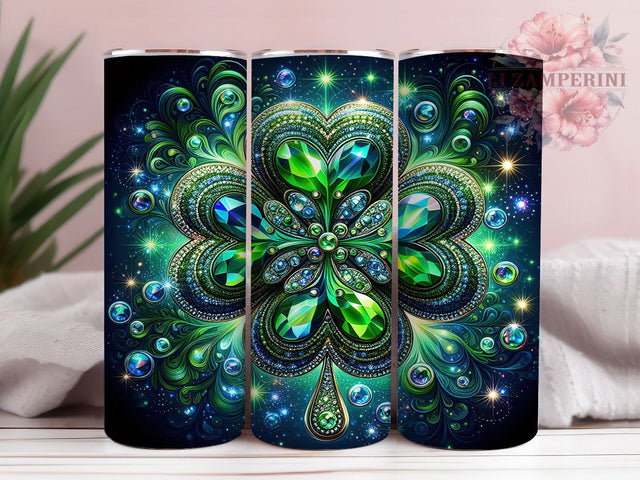 Sparkly Glitter Shamrock Tumbler, Glittery Clover Tumbler, Stylish 20oz Wrap, Sublimation Design, Trendy Gift Idea, Irish Lucky Wrap, St. Patrick’s Glitter Tumbler Sublimation Li Zamperini 