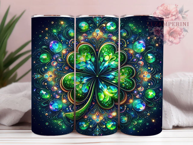 Sparkly Glitter Shamrock Tumbler, Glittery Clover Tumbler, Stylish 20oz Wrap, Sublimation Design, Trendy Gift Idea, Irish Lucky Wrap, St. Patrick’s Glitter Tumbler Sublimation Li Zamperini 