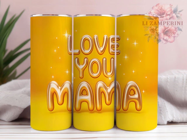Sparkly Gold Mama Gift Tumbler, Love You Mama Wrap, Glitter Mom Design, 20oz Sublimation Wrap, Sparkly Gold Tumbler, Elegant Mom Gift, Gold Glitter Tumbler Sublimation Li Zamperini 