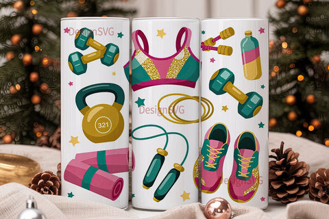 Sparkly Gym Life 20oz Tumbler Wrap Sublimation DesignSVG 
