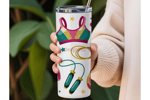 Sparkly Gym Life 20oz Tumbler Wrap Sublimation DesignSVG 