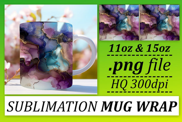 Sparkly Marble Design Mug Wrap, Sublimation, 11oz 15oz Sublimation afrosvg 