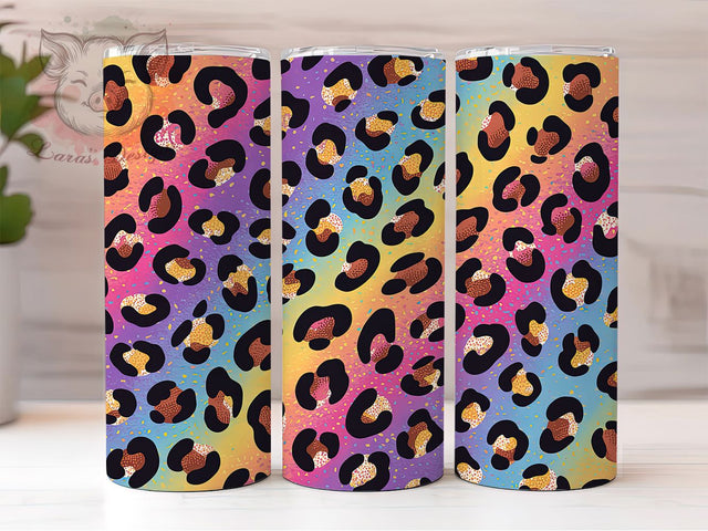 Sparkly Milky Way Leopard Tumbler Wrap, Agate Glitter Tumbler Design, Leopard Print Sublimation, 20oz Skinny Tumbler Wrap, Boho Glam Tumbler Wrap, Sparkly Leopard Tumbler Sublimation Lara' s Designs 