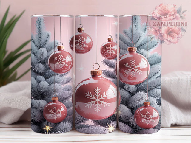 Sparkly Pink Christmas Tumbler, Pink Xmas Wrap, Winter Snow Mug Design, Sublimation Wrap, Festive Drinkware, Cute Holiday Gift, Sparkly Christmas Cup Sublimation Li Zamperini 
