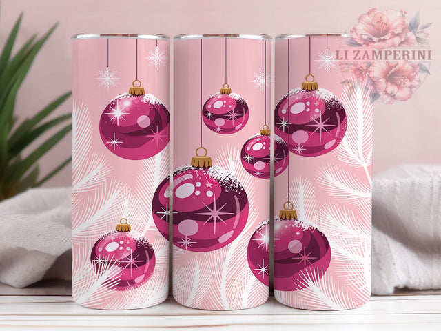 Sparkly Pink Christmas Tumbler, Pink Xmas Wrap, Winter Snow Mug Design, Sublimation Wrap, Festive Drinkware, Cute Holiday Gift, Sparkly Christmas Cup Sublimation Li Zamperini 