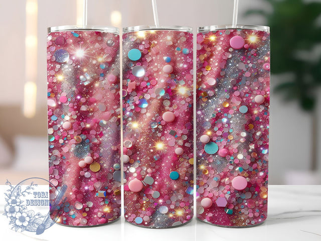 Sparkly Pink Glam Glitter Tumbler, Seamless Glitter Wrap, 20oz Tumbler Sublimation, Sparkly Pink Design, Glam Glitter Tumbler, Shiny Seamless Wrap, Glitter Lover Sublimation Sublimation ToriDesigns 