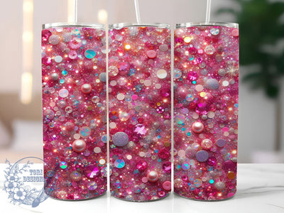 Sparkly Pink Glam Glitter Tumbler, Seamless Glitter Wrap, 20oz Tumbler Sublimation, Sparkly Pink Design, Glam Glitter Tumbler, Shiny Seamless Wrap, Glitter Lover Sublimation Sublimation ToriDesigns 