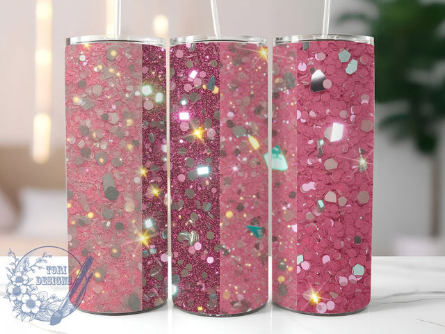 Sparkly Pink Glam Glitter Tumbler, Seamless Glitter Wrap, 20oz Tumbler Sublimation, Sparkly Pink Design, Glam Glitter Tumbler, Shiny Seamless Wrap, Glitter Lover Sublimation Sublimation ToriDesigns 