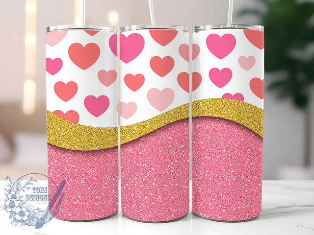 Sparkly Pink Glitter Valentine Tumbler, Cute Valentine Wrap, Sparkly Hearts Cup, Romantic Sublimation Design, Valentine Gift Tumbler, Sweet Glitter Heart Wrap, Adorable Love Cup Sublimation ToriDesigns 