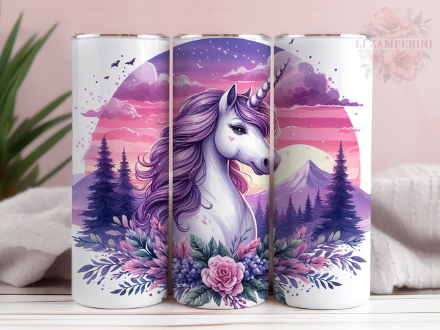 Sparkly Pretty Unicorn Tumbler Wrap, 20 oz Skinny Tumbler, Instant Digital Download PNG, Straight & Tapered Tumbler Wrap PNG Sublimation Li Zamperini 