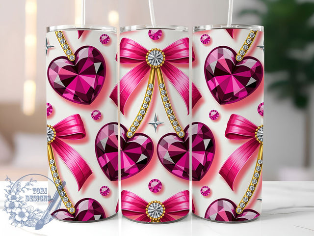 Sparkly Rhinestone Cherry Bow Tumbler, Valentine Cherry Wrap, Cute Glam Cup, Sparkly Sublimation Design, Valentine Gift Tumbler, Sweet Cherry Bow Wrap, Adorable Love Cup Sublimation ToriDesigns 
