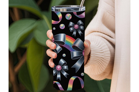 Sparkly Soccer Bows 20oz Tumbler Wrap Sublimation DesignSVG 