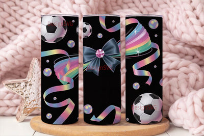Sparkly Soccer Bows 20oz Tumbler Wrap Sublimation DesignSVG 
