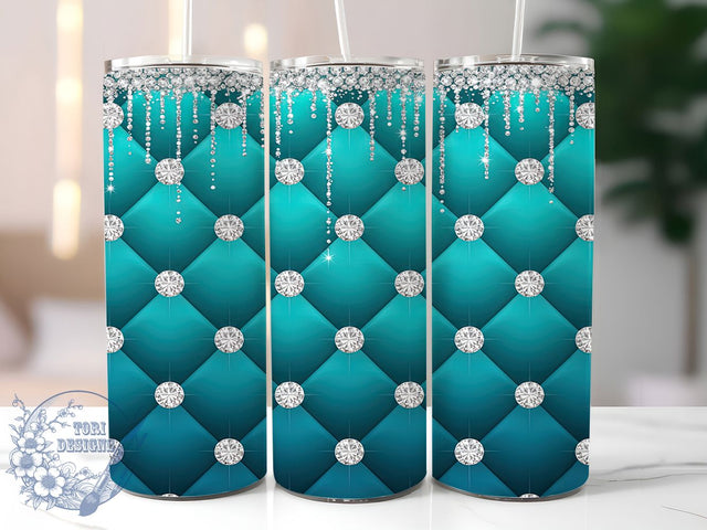 Sparkly Turquoise Diamond Drip Tumbler, Glam Drip Wrap, 20oz Tumbler Sublimation, Sparkly Turquoise Design, Glitter Drip Template, Chic Diamond Tumbler, Stylish Glam Wrap Sublimation ToriDesigns 