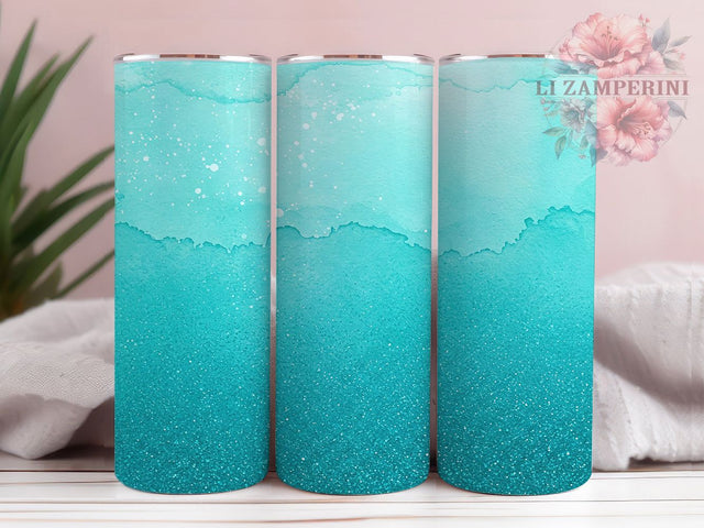 Sparkly Turquoise Glitter Tumbler Wrap, Glitter Tumbler Design, 20oz Sublimation Template, Sparkle Tumbler Wrap, Seamless Glitter Pattern, Blue Green Tumbler Wrap Sublimation Li Zamperini 