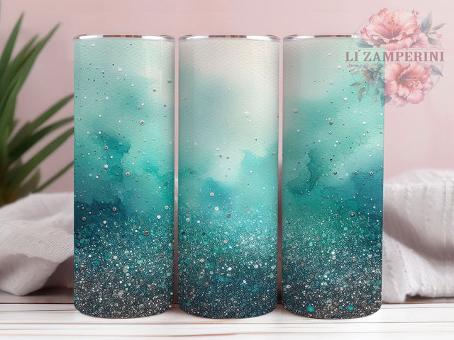 Sparkly Turquoise Glitter Tumbler Wrap, Glitter Tumbler Design, 20oz Sublimation Template, Sparkle Tumbler Wrap, Seamless Glitter Pattern, Blue Green Tumbler Wrap Sublimation Li Zamperini 