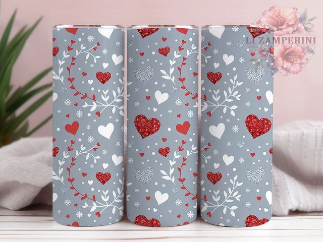 Sparkly Valentine Heart Tumbler, Glitter Hearts, Pretty Sparkle, Sublimation Art, 20oz Tumbler, Love Theme, Festive Design Sublimation Li Zamperini 