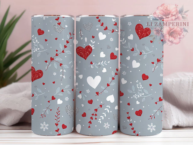 Sparkly Valentine Heart Tumbler, Glitter Hearts, Pretty Sparkle, Sublimation Art, 20oz Tumbler, Love Theme, Festive Design Sublimation Li Zamperini 