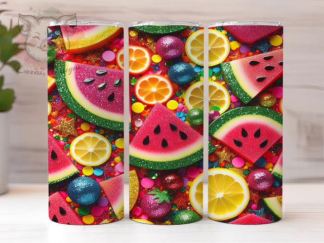 Sparkly Watermelon Lemon Tumbler Wrap, Summer Fruit Tumbler Wrap, Glitter Effect Sublimation, 20oz Summer Wrap, Refreshing Fruit Design, Sparkly Watermelon Tumbler Sublimation Lara' s Designs 