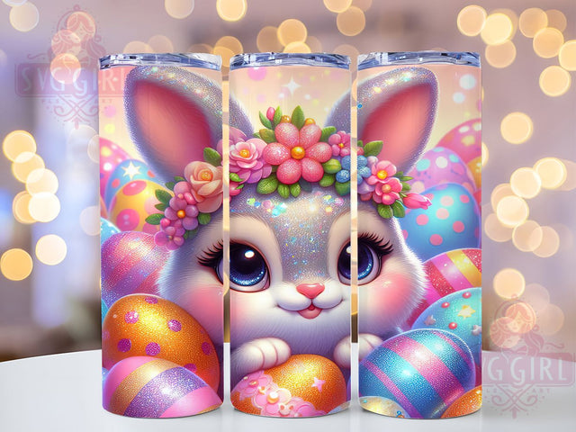Sparkly Whimsical Easter Bunny Tumbler, Cute Easter Bunny Tumbler, Glitter Bunny Wrap, Whimsical Bunny Wrap, Festive Sparkly Wrap, Sublimation Design, Trendy Gift Idea Sublimation SvggirlplusArt 