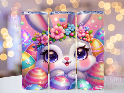 Sparkly Whimsical Easter Bunny Tumbler, Cute Easter Bunny Tumbler, Glitter Bunny Wrap, Whimsical Bunny Wrap, Festive Sparkly Wrap, Sublimation Design, Trendy Gift Idea Sublimation SvggirlplusArt 