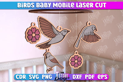 Sparrow Baby Mobile | Birds Design | Baby Room Décor | New Born | CNC Files SVG The T Store Design 