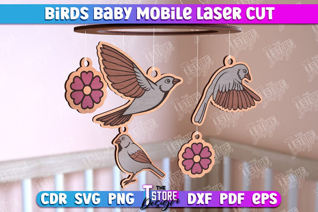 Sparrow Baby Mobile | Birds Design | Baby Room Décor | New Born | CNC Files SVG The T Store Design 