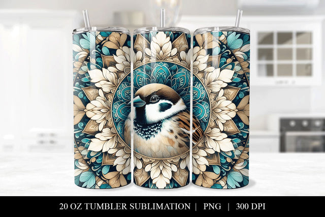 Sparrow Mandala Tumbler Sublimation Design Sublimation BijouBay 