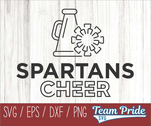 Spartans Cheer Line Art SVG Digital Download Printable - SVG, EPS, DXF, PNG SVG Team Pride SVG 