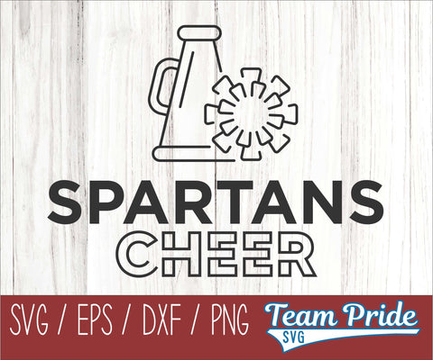 Spartans Cheer Line Art SVG Digital Download Printable - SVG, EPS, DXF, PNG SVG Team Pride SVG 