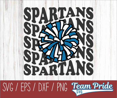 Spartans Cheer Vintage Wave SVG Digital Download Printable - SVG, EPS, DXF, PNG SVG Team Pride SVG 