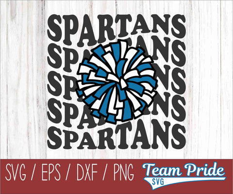 Spartans Cheer Vintage Wave SVG Digital Download Printable - SVG, EPS, DXF, PNG SVG Team Pride SVG 