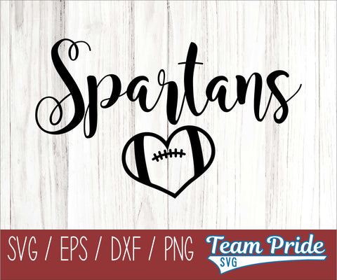 Spartans Football Heart SVG Digital Download Printable - SVG, EPS, DXF, PNG SVG Team Pride SVG 