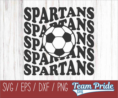 Spartans Soccer Retro Wave SVG Digital Download Printable - SVG, EPS, DXF, PNG SVG Team Pride SVG 