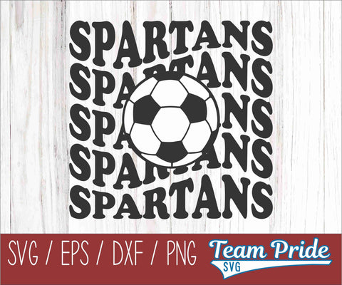 Spartans Soccer Retro Wave SVG Digital Download Printable - SVG, EPS, DXF, PNG SVG Team Pride SVG 