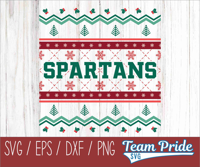 Spartans Ugly Christmas Sweater Festive Holiday Design SVG, EPS, DXF, PNG SVG Team Pride SVG 