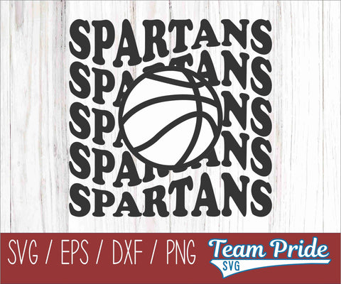 Spartans Vintage Wave Basketball SVG Digital Download Printable - SVG, EPS, DXF, PNG SVG Team Pride SVG 