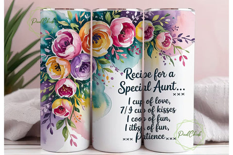 Special Aunt Floral Tumbler Wrap Sublimation PixelChick 