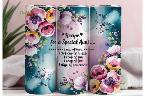 Special Aunt Floral Tumbler Wrap Sublimation PixelChick 