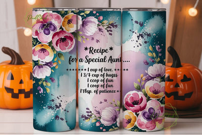 Special Aunt Floral Tumbler Wrap Sublimation PixelChick 