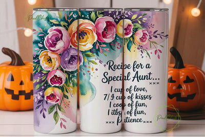 Special Aunt Floral Tumbler Wrap Sublimation PixelChick 