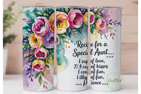 Special Aunt Floral Tumbler Wrap Sublimation PixelChick 